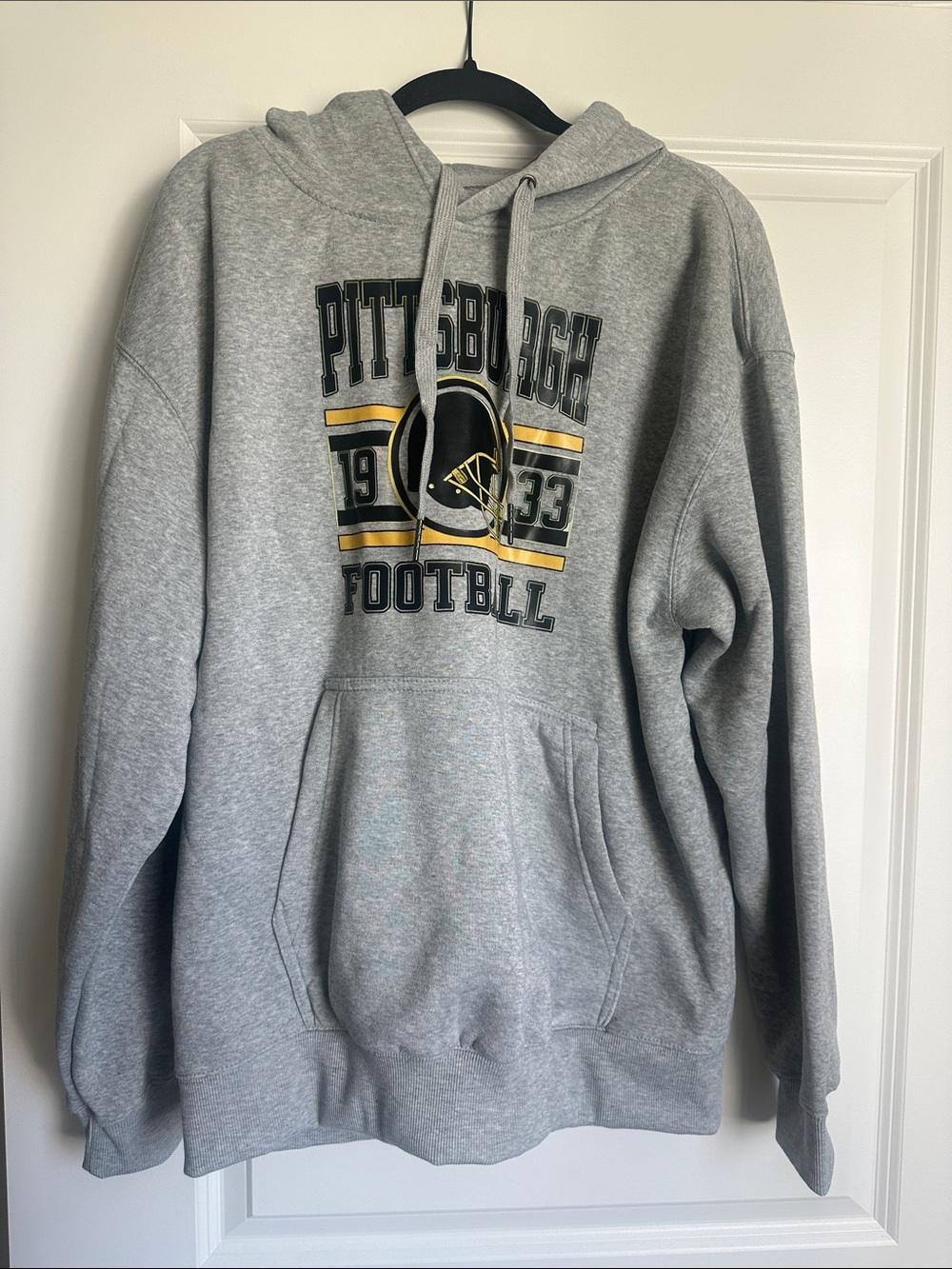 Source Unknown Gray Pittsburgh Football Hooded Sweatshirt with Yellow Accents